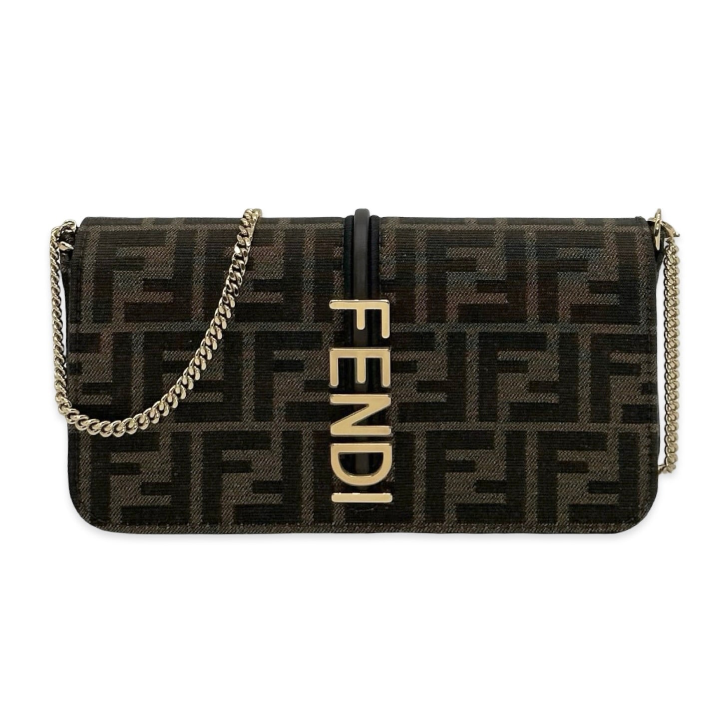 Fendi FF Canvas Jacquard Fendigraphy Chain Wallet