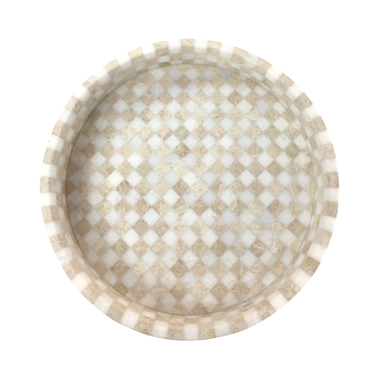 Round Checker Marble Tray