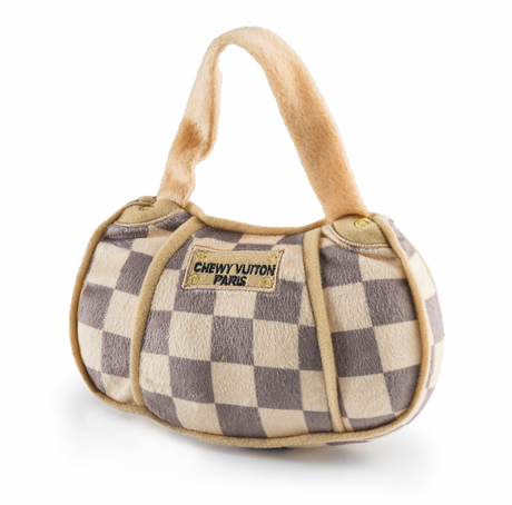 Dog Toy: Checker Chewy Vuitton Paris Purse