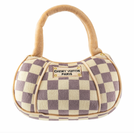 Dog Toy: Checker Chewy Vuitton Paris Purse