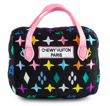 Dog Toy: Black Monogram Chewy Vuiton Purse