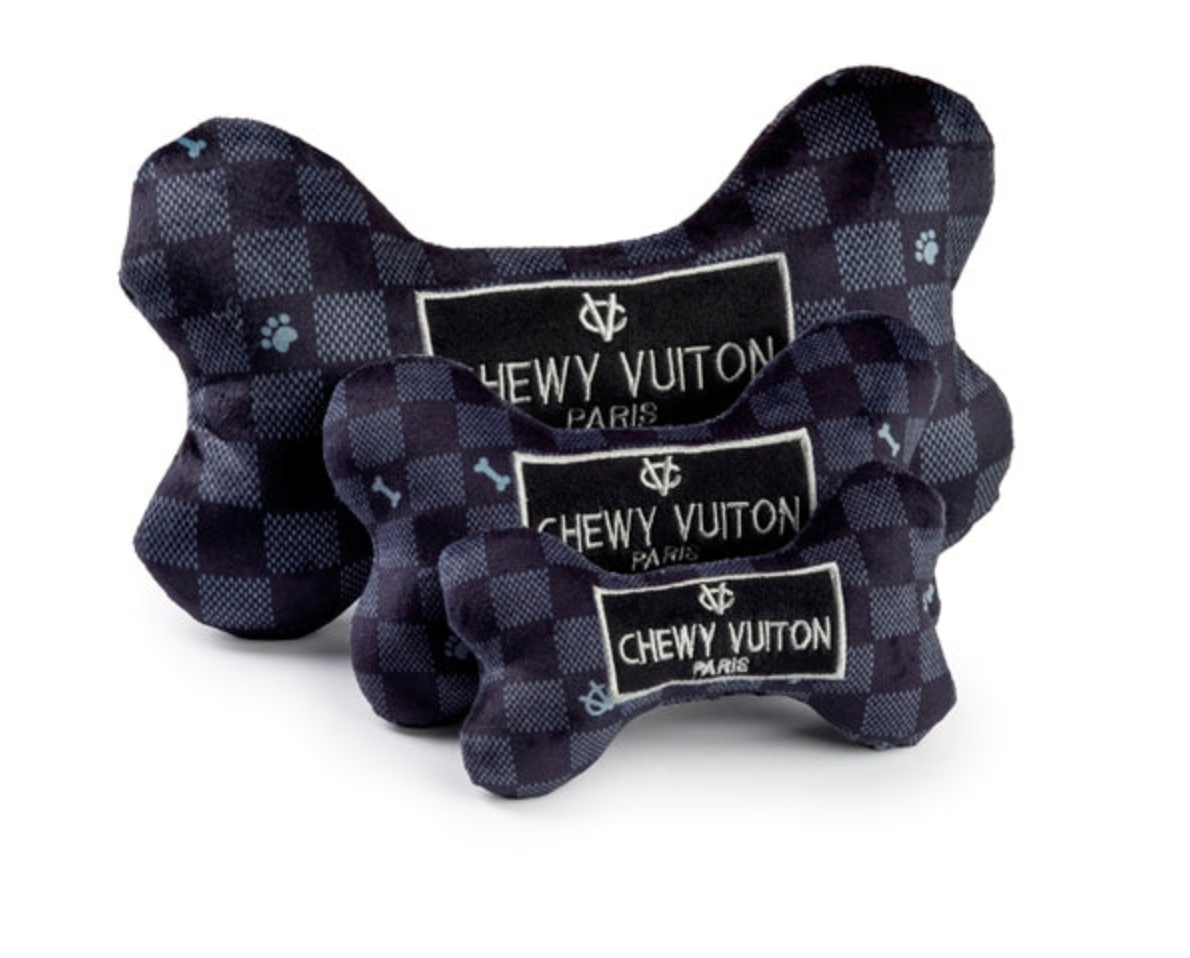 Dog Toy: Black Checker Chewy Vuiton Bone