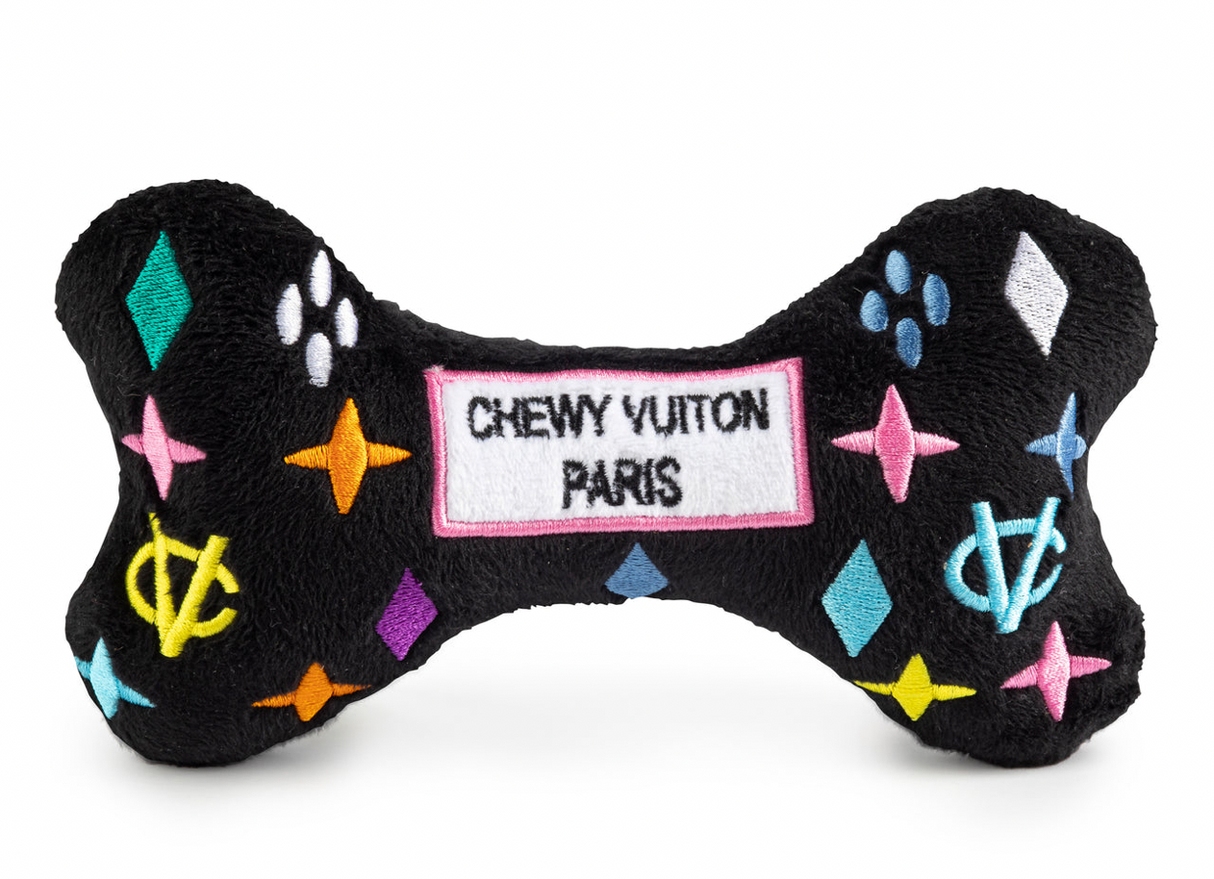 Dog Toy: Black Monogram Chewy Vuiton Bone