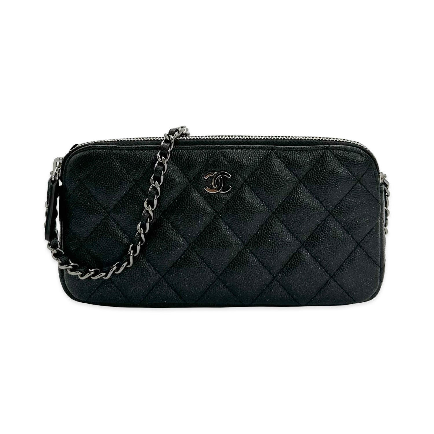 Quilted Caviar Irridescent Twin Pochette