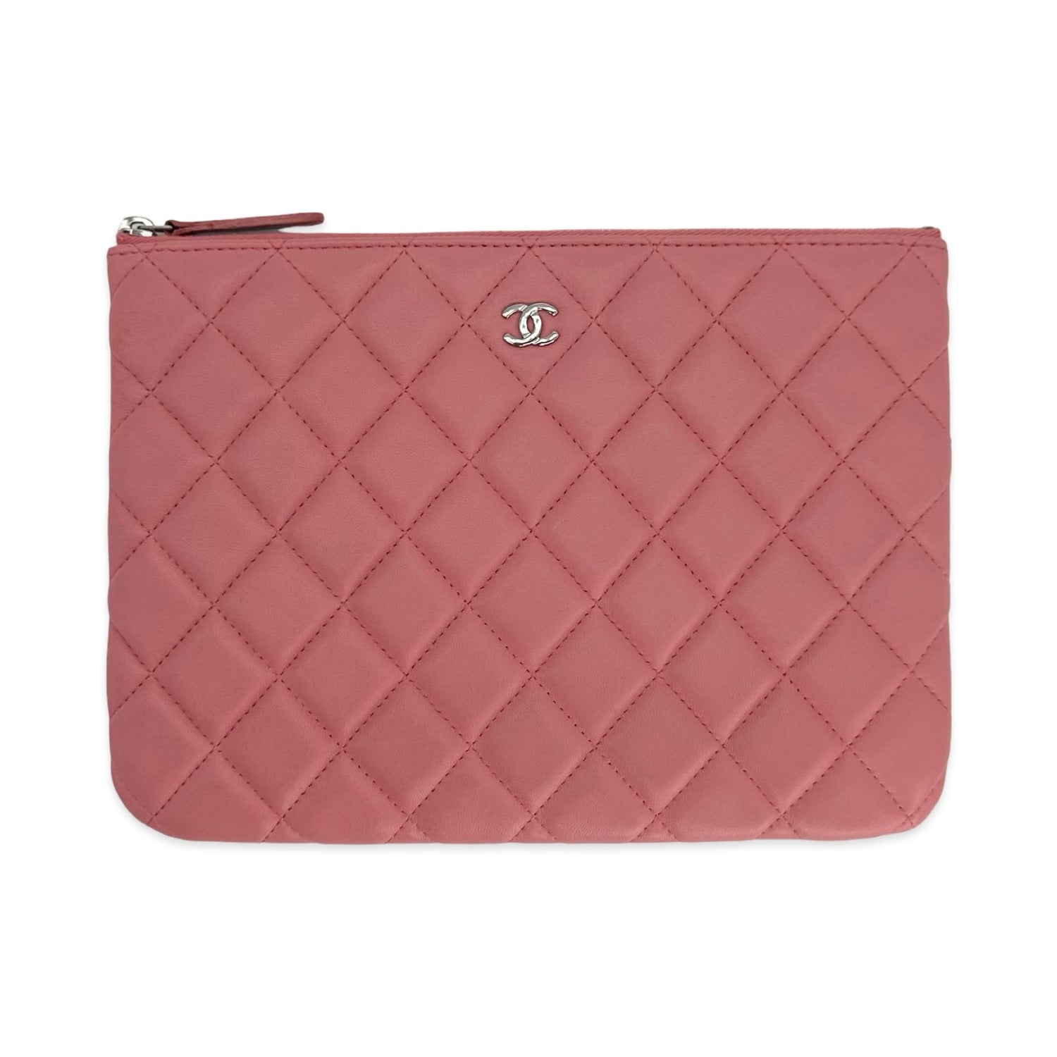 Quilted Lambskin Medium O Case Zipped Pouch