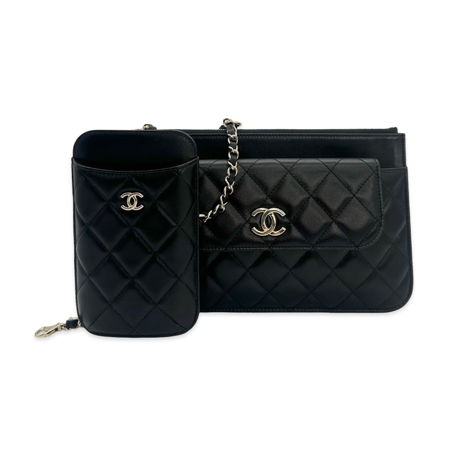 Chanel Quilted Lambskin Trio Pouch Utility Crossbody