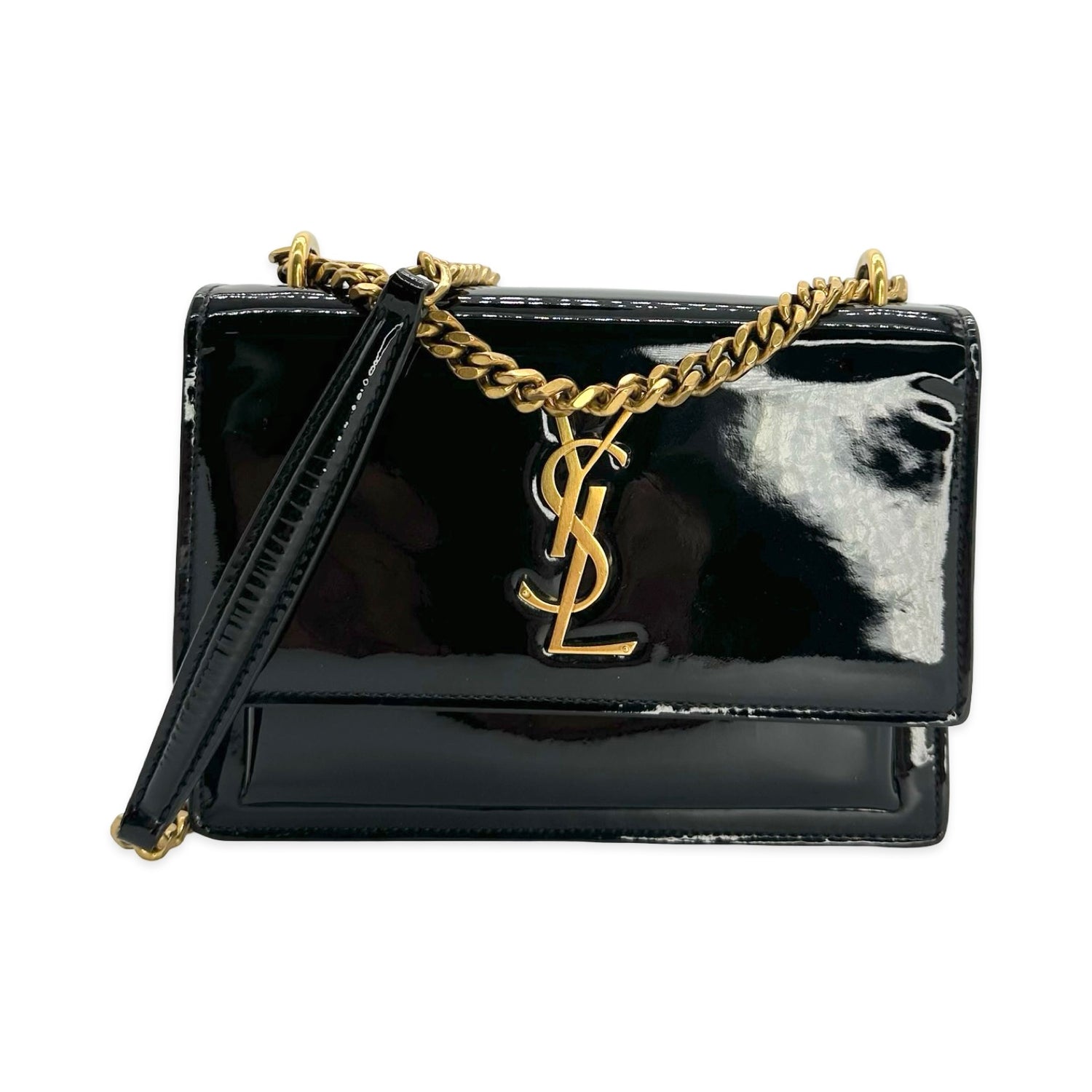 Patent Leather Sunset Top Handle Chain Wallet