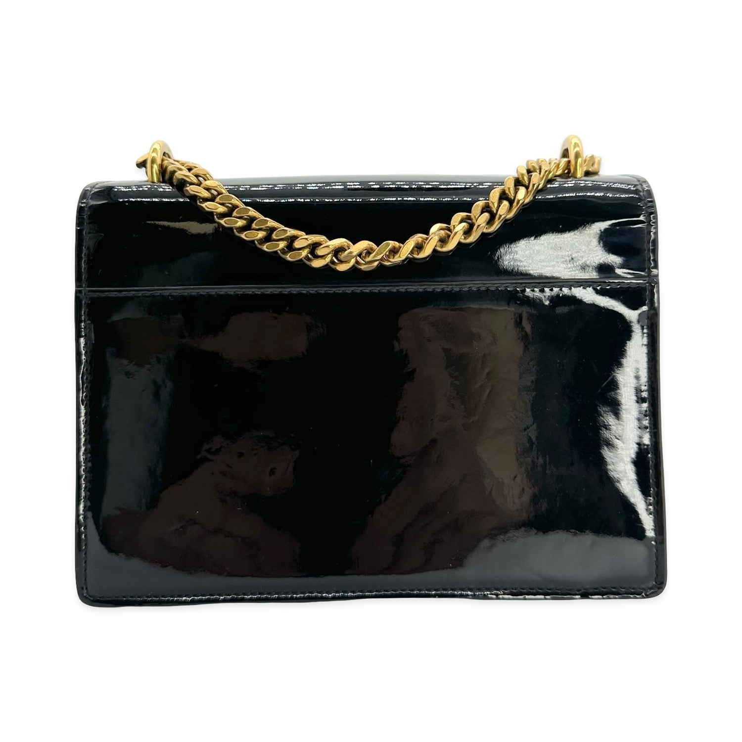 Patent Leather Sunset Top Handle Chain Wallet