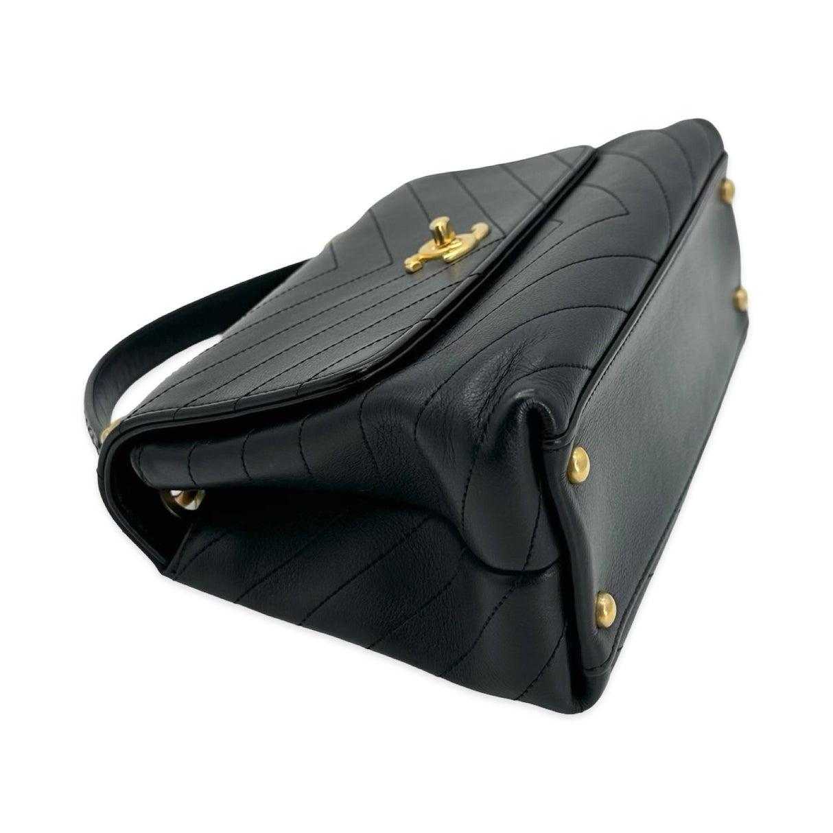 Chevron Quilted Calfskin Medium Coco Python Top Handle