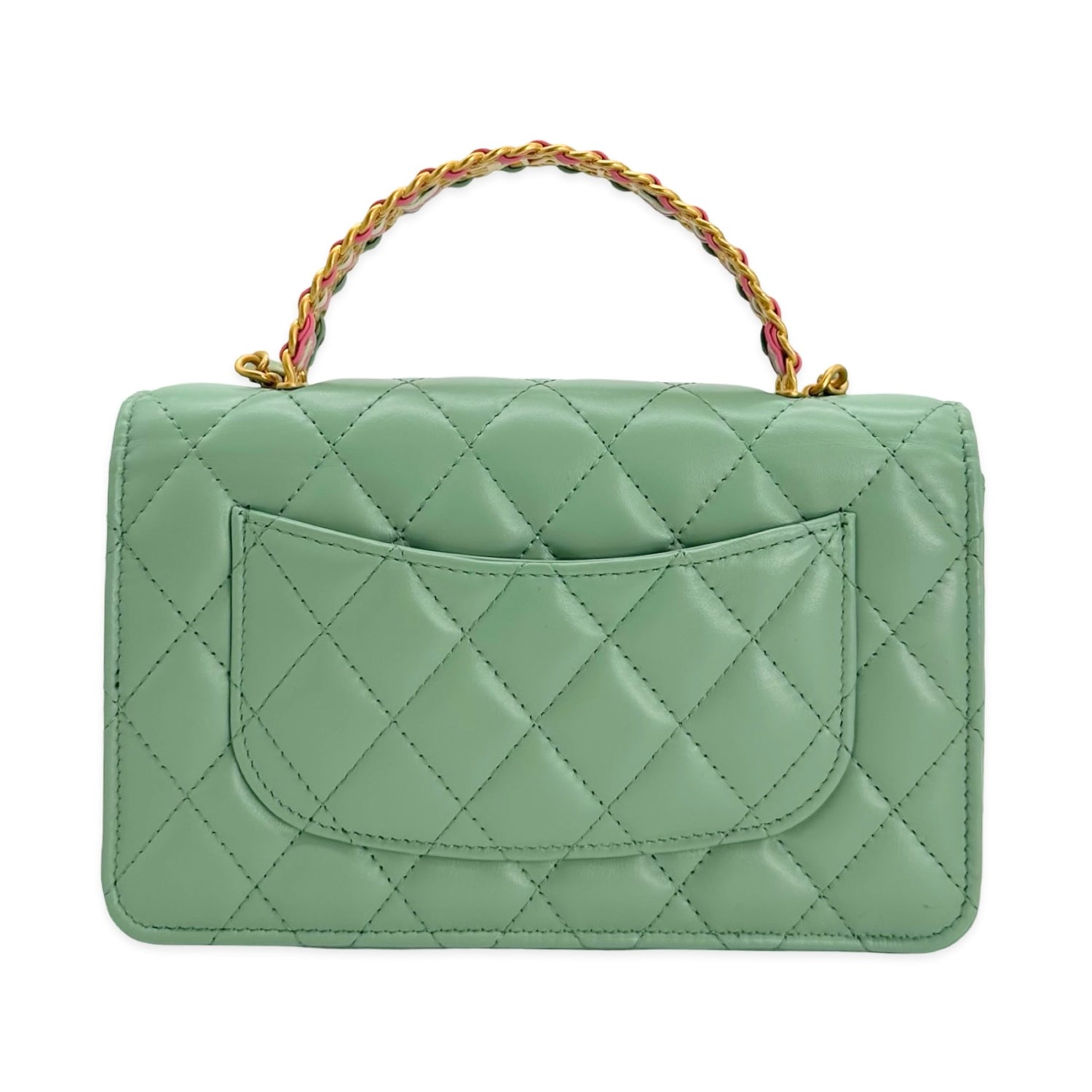 Quilted Lambskin Logo Top Handle Wallet on Chain