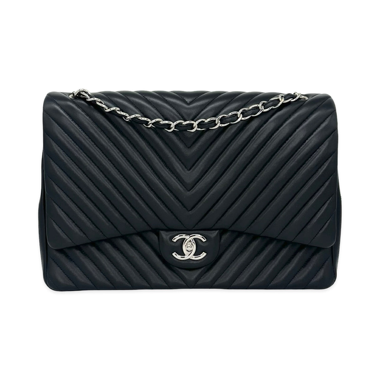 Chevron Quilted Lambskin Maxi Classic Double Flap