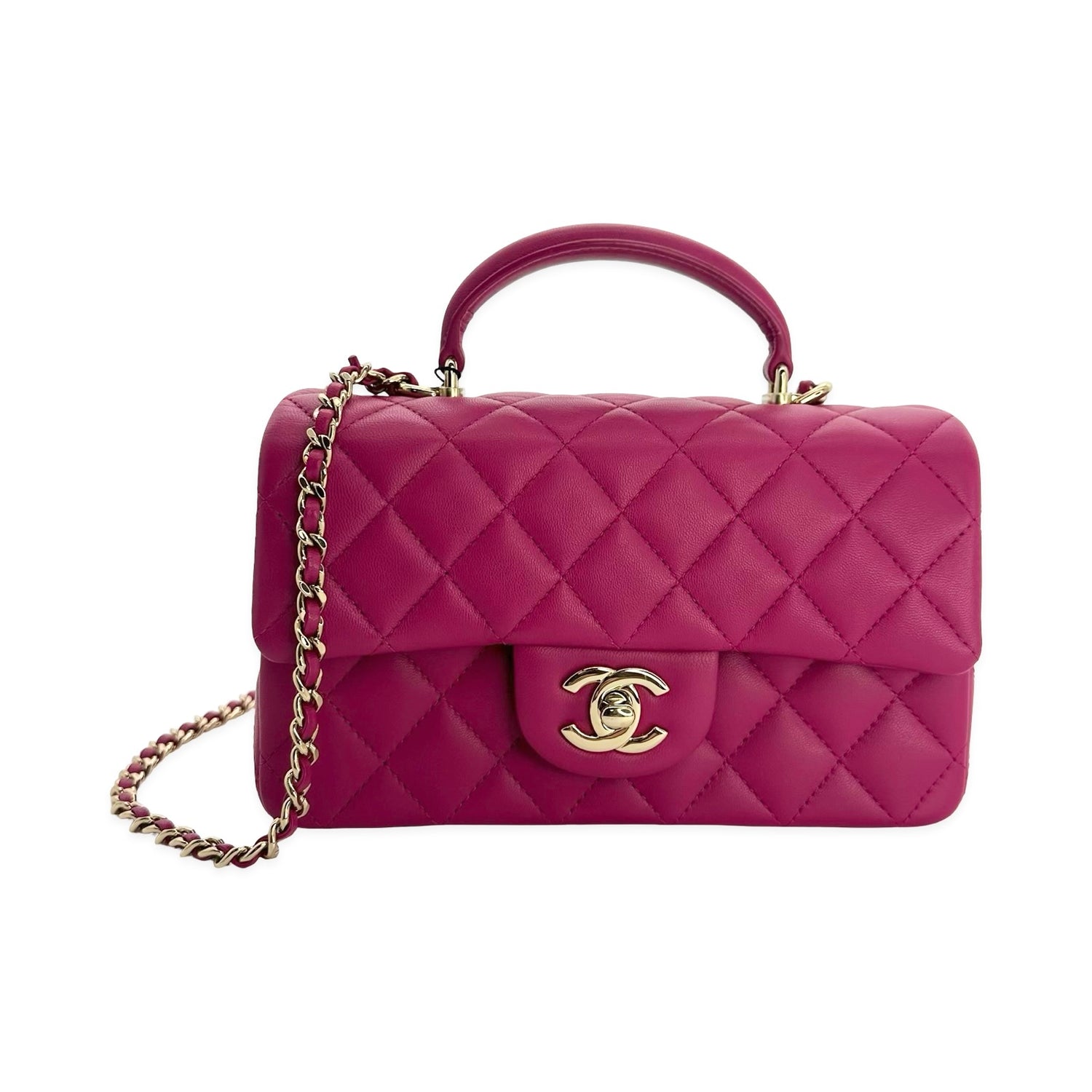 Quilted Lambskin Mini Rectangular Top Handle