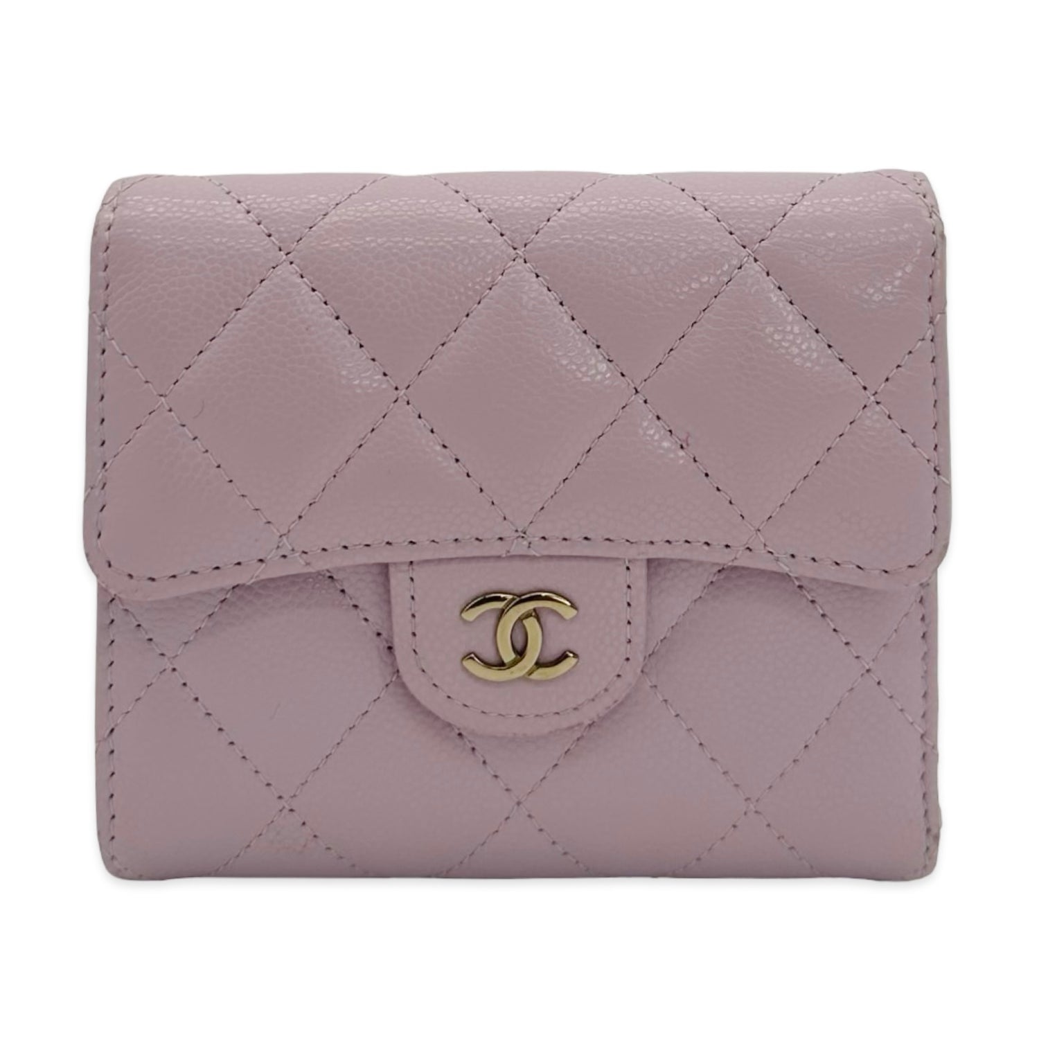 Quilted Caviar Classic Trifold Compact Wallet