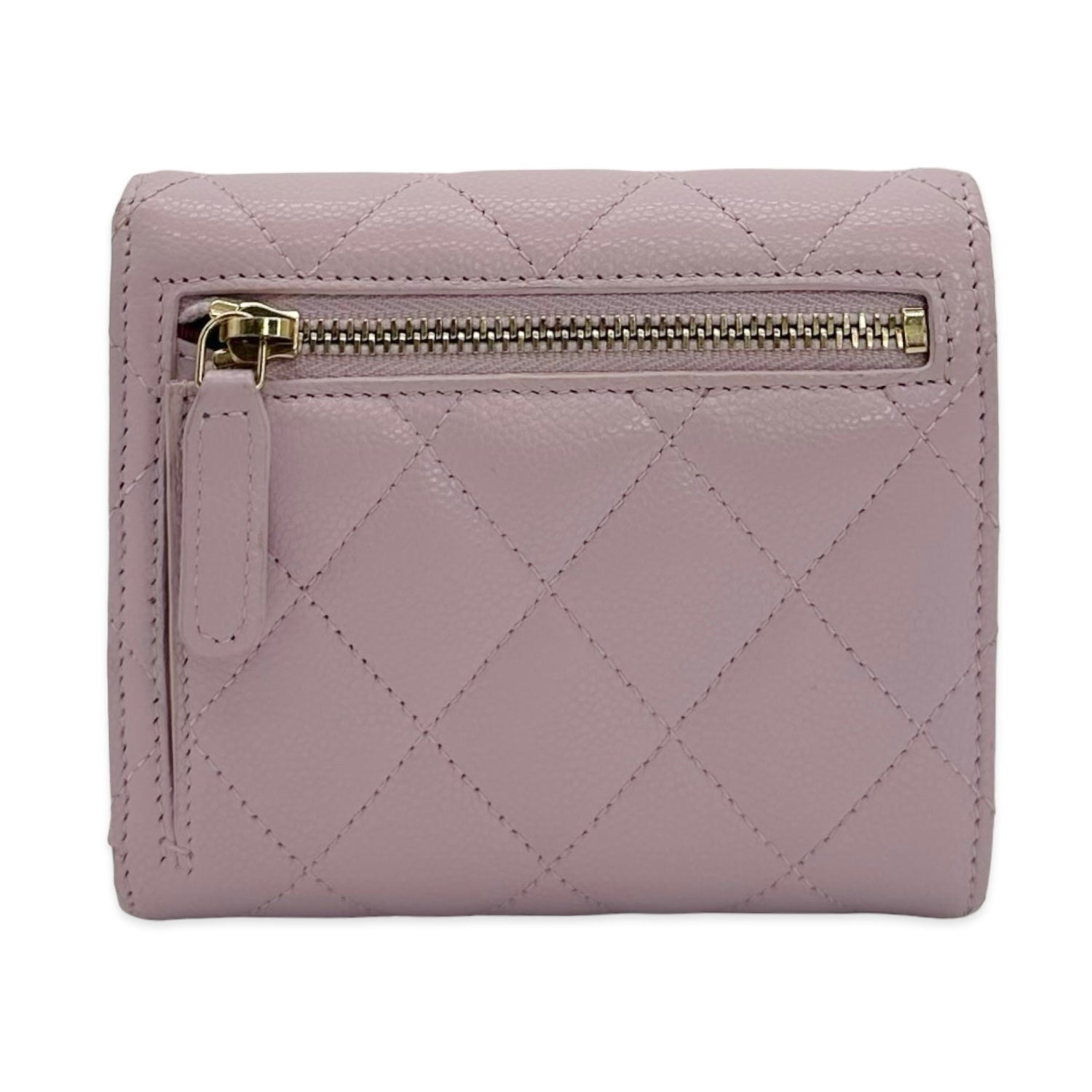Quilted Caviar Classic Trifold Compact Wallet