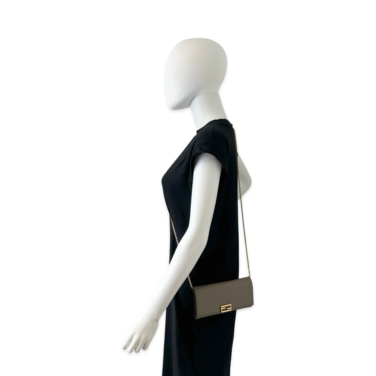 Fendi Calfskin Baguette Continental Chain Wallet