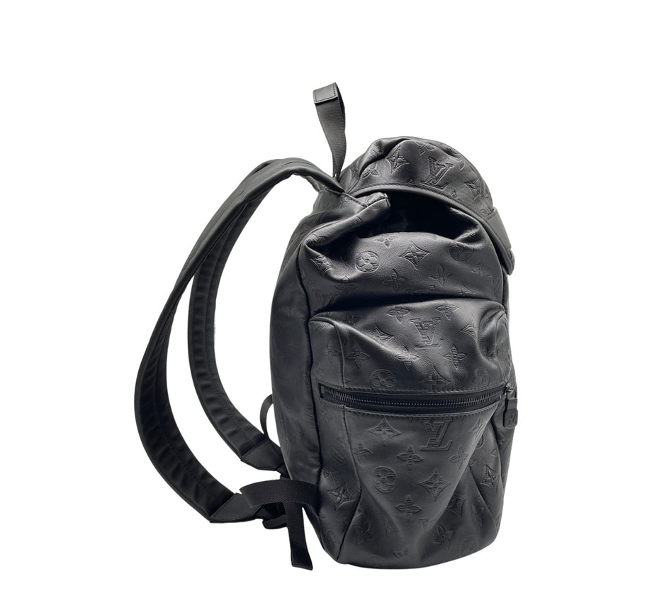 LOUIS VUITTON Calfskin Monogram Shadow Discovery Backpack Black 408152